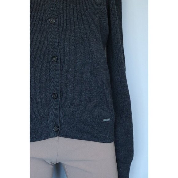 Dsquared2 Men Size XL Charcoal Gray Double Knit Crew Neck Cardigan Sweater Shirt - Picture 9 of 13